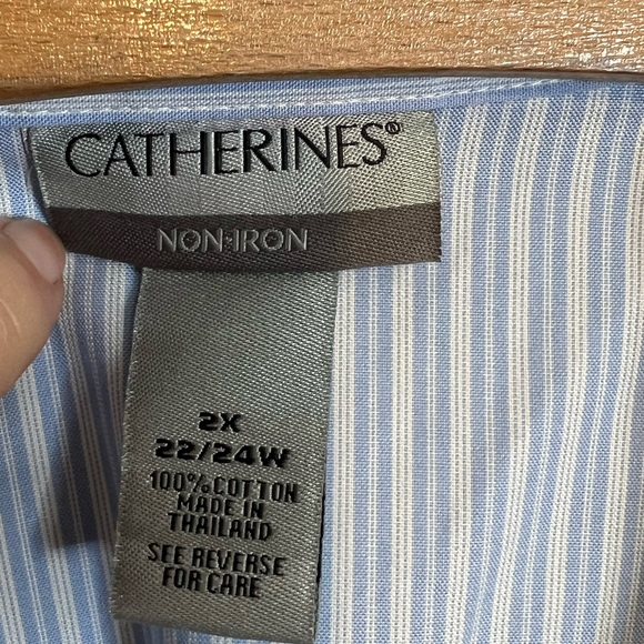 CATHERINES STRIPED BUTTON DOWN SZ 2X - Picture 5 of 6